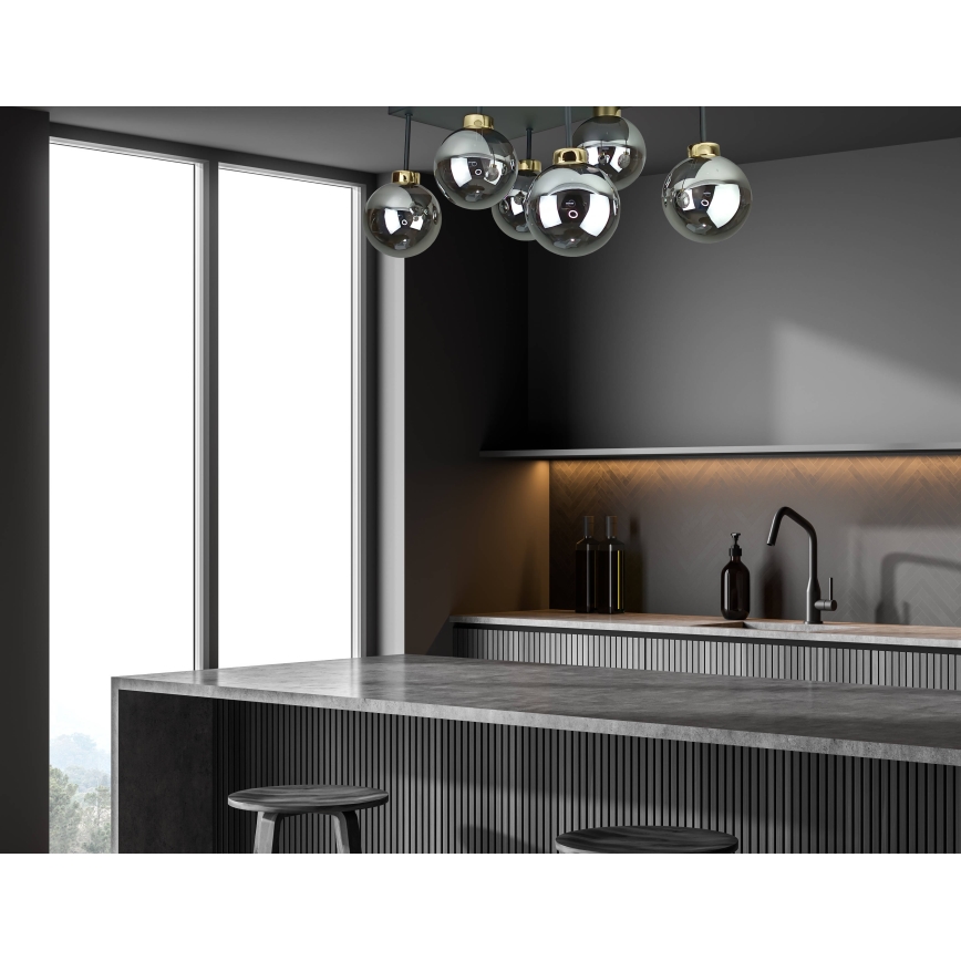 Lampadario a plafone DEA 6xE14/60W/230V nero/oro/fumé nero