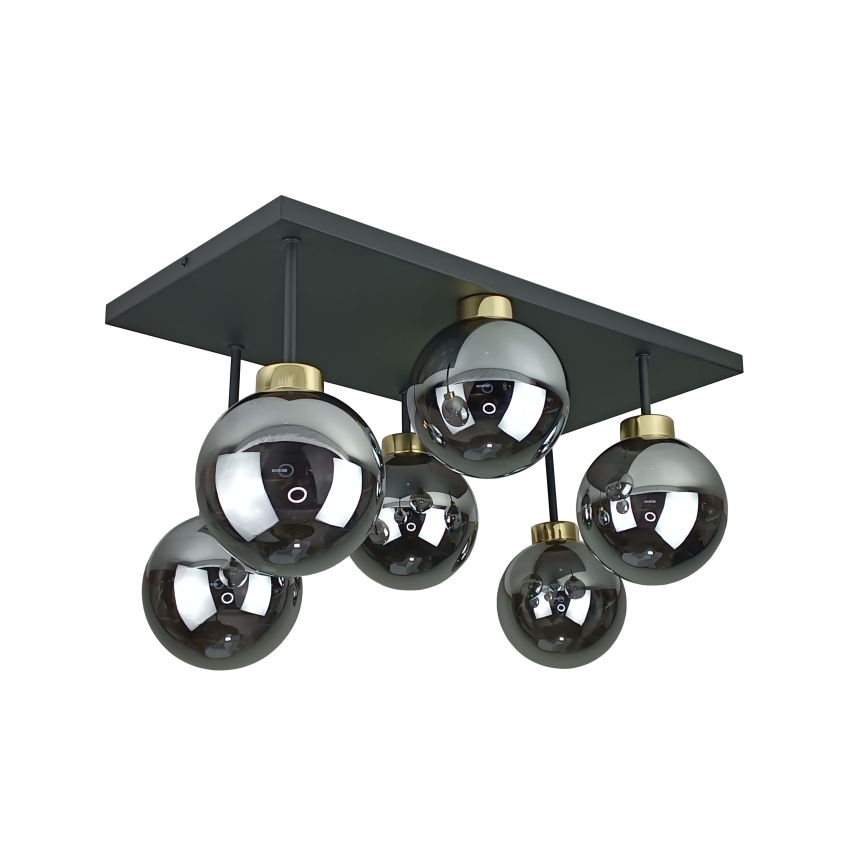 Lampadario a plafone DEA 6xE14/60W/230V nero/oro/fumé nero