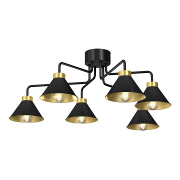 Lampadario a plafone DEMET 6xE27/60W/230V nero/oro