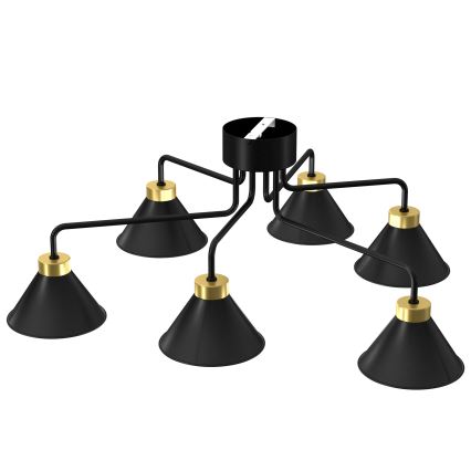 Lampadario a plafone DEMET 6xE27/60W/230V nero/oro