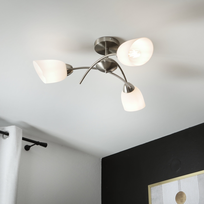 Lampadario a plafone DONNA 3xE27/60W/230V nichel