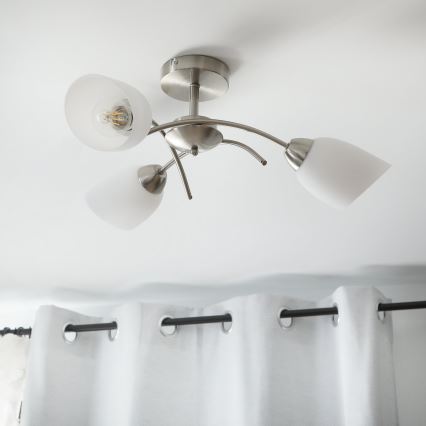 Lampadario a plafone DONNA 3xE27/60W/230V nichel