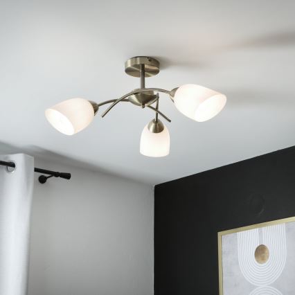 Lampadario a plafone DONNA 3xE27/60W/230V patina