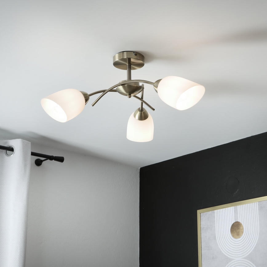 Lampadario a plafone DONNA 3xE27/60W/230V patina