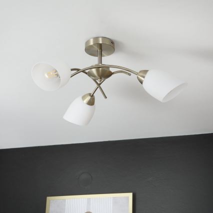 Lampadario a plafone DONNA 3xE27/60W/230V patina
