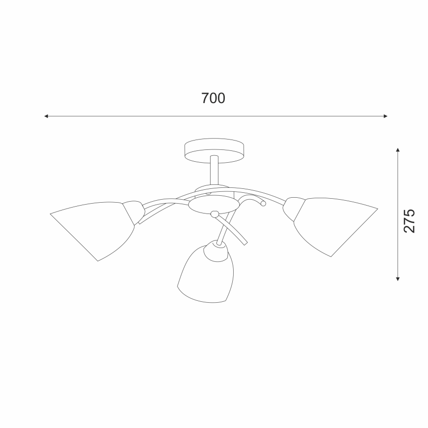 Lampadario a plafone DONNA 3xE27/60W/230V patina