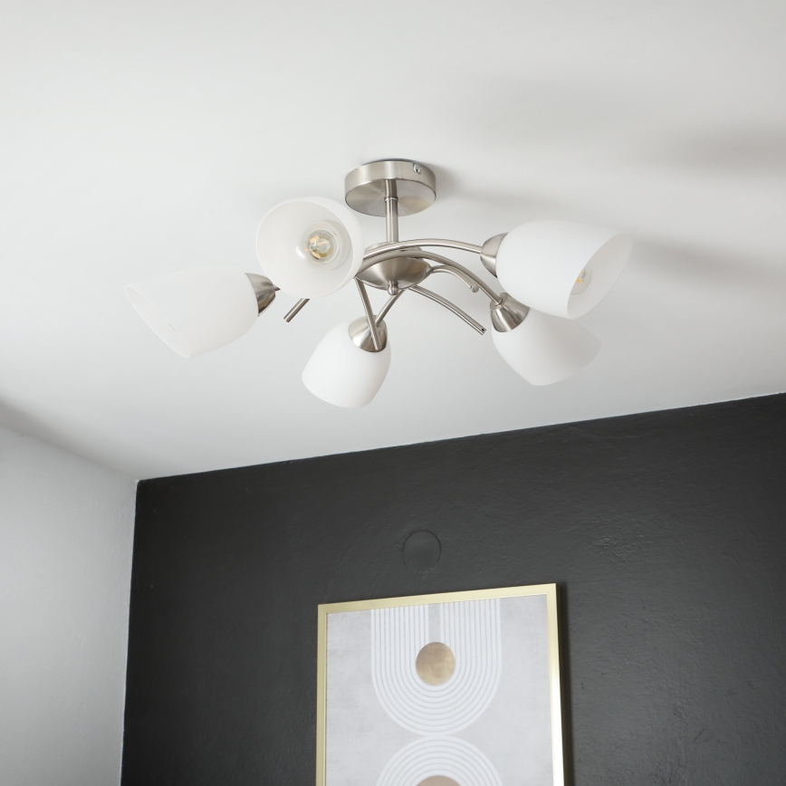 Lampadario a plafone DONNA 5xE27/60W/230V nichel