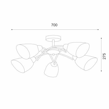 Lampadario a plafone DONNA 5xE27/60W/230V nichel