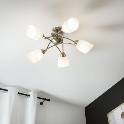 Lampadario a plafone DONNA 5xE27/60W/230V patina