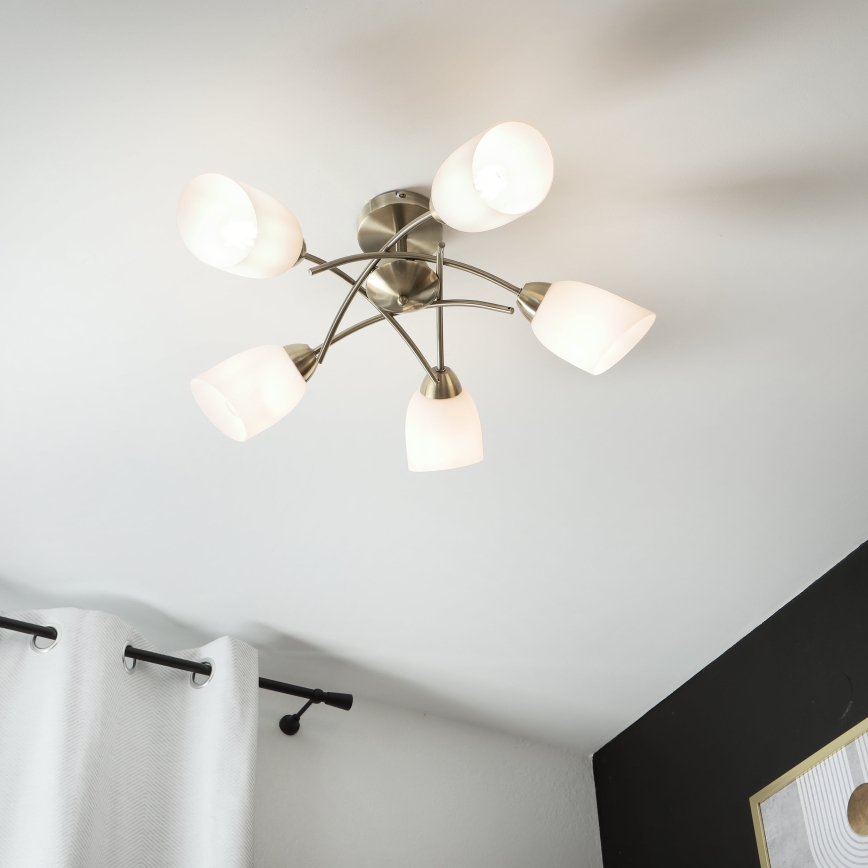 Lampadario a plafone DONNA 5xE27/60W/230V patina