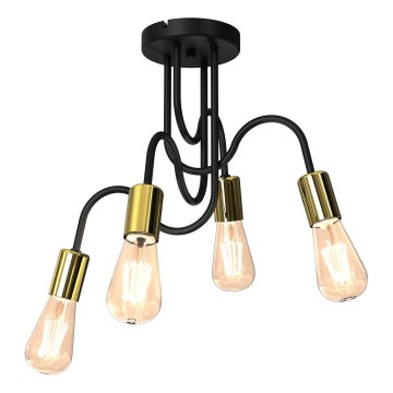 Lampadario a plafone DOW 4xE27/60W/230V nero/oro