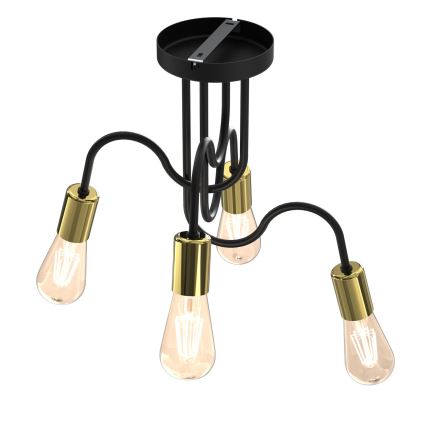 Lampadario a plafone DOW 4xE27/60W/230V nero/oro