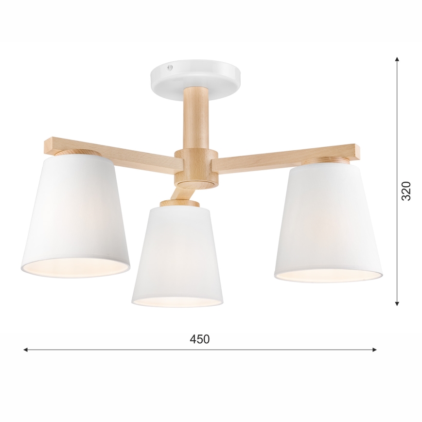 Lampadario a plafone ELLIE 3xE27/60W/230V faggio