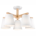 Lampadario a plafone ELLIE 5xE27/60W/230V bianco/faggio