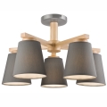 Lampadario a plafone ELLIE 5xE27/60W/230V grigio/faggio