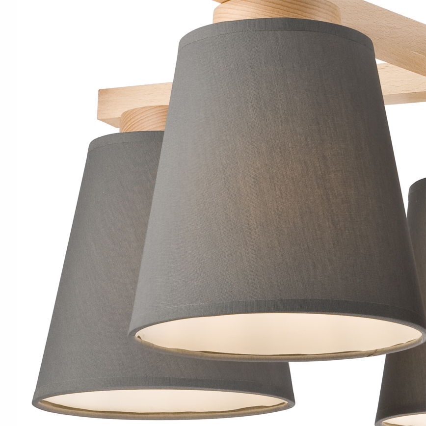 Lampadario a plafone ELLIE 5xE27/60W/230V grigio/faggio
