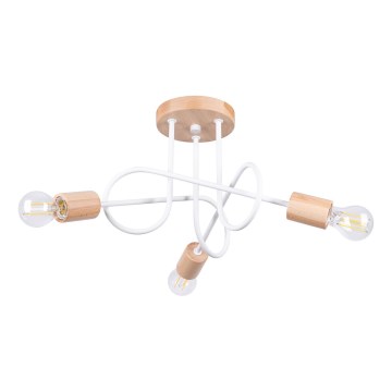 Lampadario a plafone EMBER 3xE27/15W/230V bianco/beige/faggio