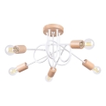 Lampadario a plafone EMBER 5xE27/15W/230V bianco/beige/faggio