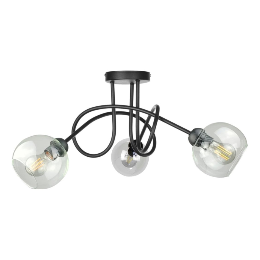 Lampadario a plafone EVIE 3xE27/60W/230V nero/limpido