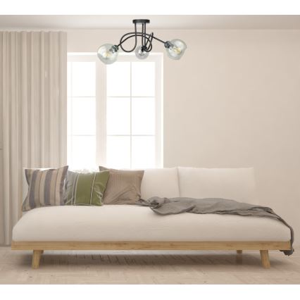 Lampadario a plafone EVIE 3xE27/60W/230V nero/limpido