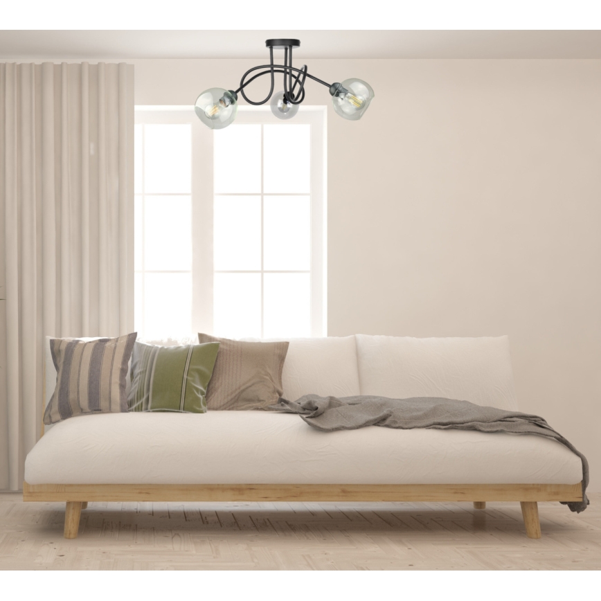 Lampadario a plafone EVIE 3xE27/60W/230V nero/limpido