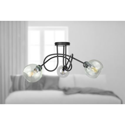 Lampadario a plafone EVIE 3xE27/60W/230V nero/limpido