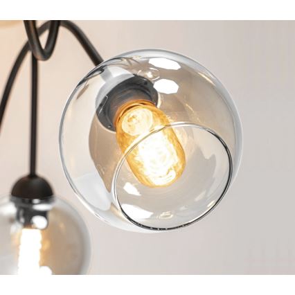 Lampadario a plafone EVIE 3xE27/60W/230V nero/limpido