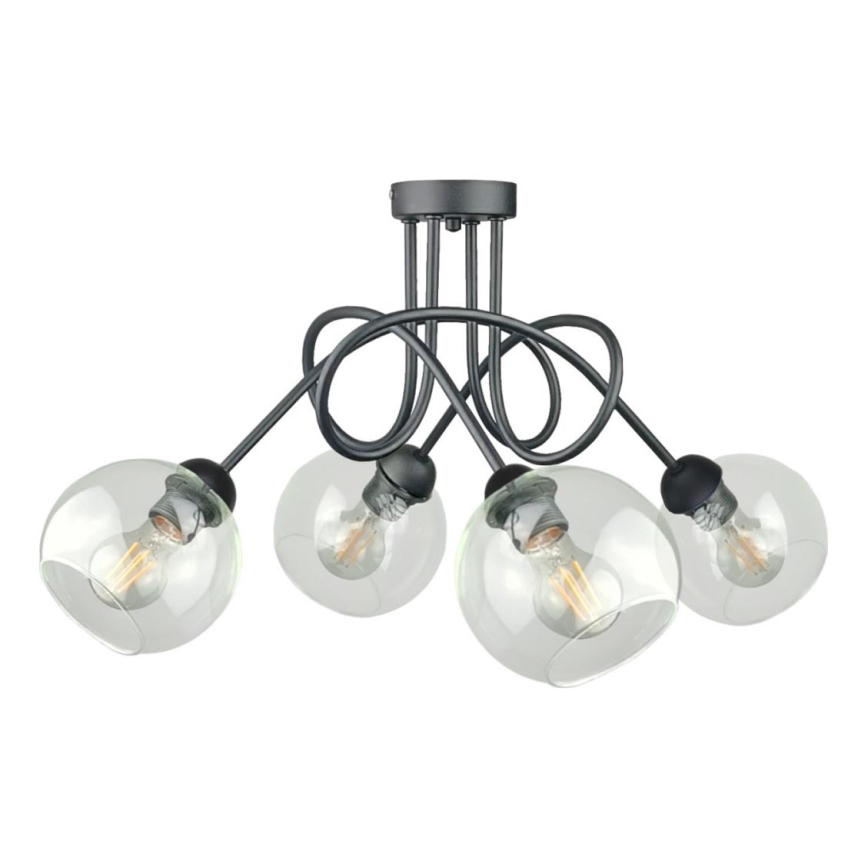 Lampadario a plafone EVIE 4xE27/60W/230V antracite/limpido