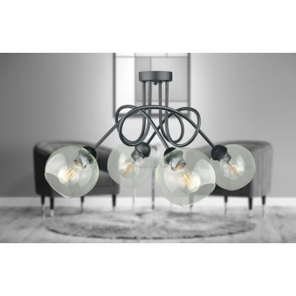 Lampadario a plafone EVIE 4xE27/60W/230V antracite/limpido