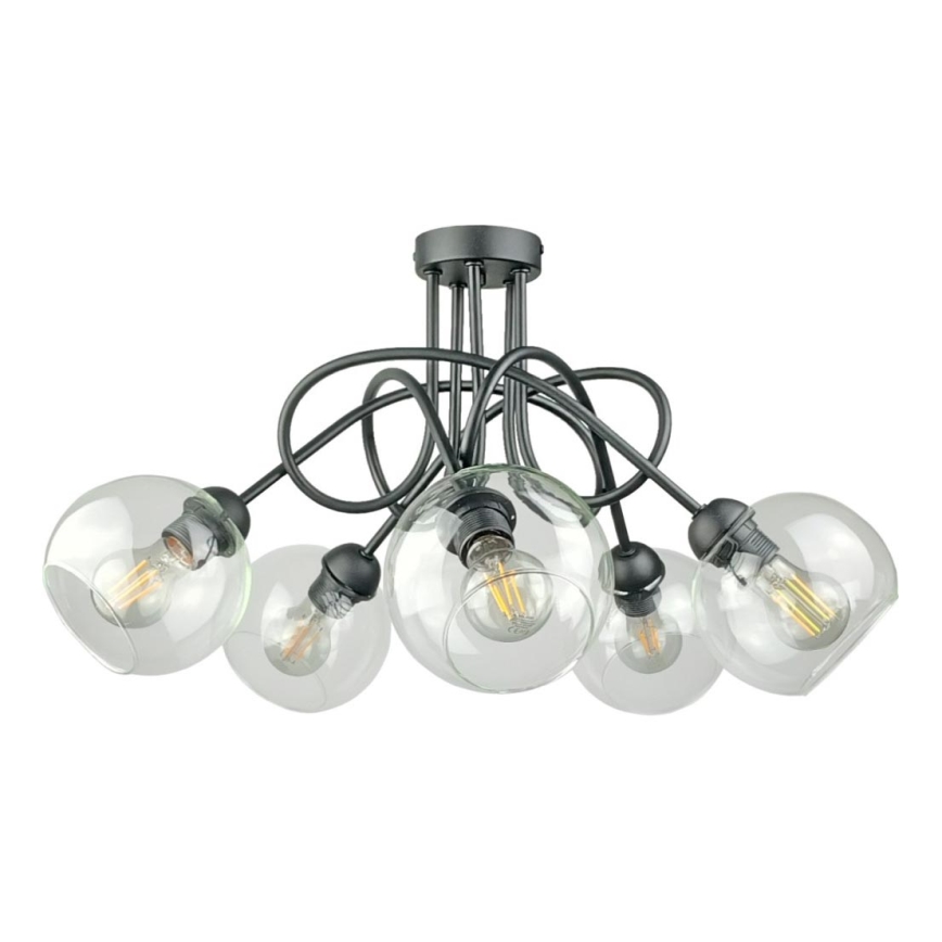 Lampadario a plafone EVIE 5xE27/60W/230V antracite/limpido