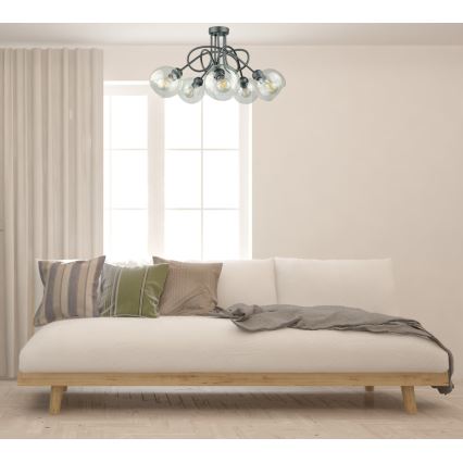 Lampadario a plafone EVIE 5xE27/60W/230V antracite/limpido