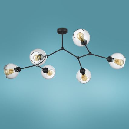 Lampadario a plafone FAIRY 6xE27/60W/230V nero