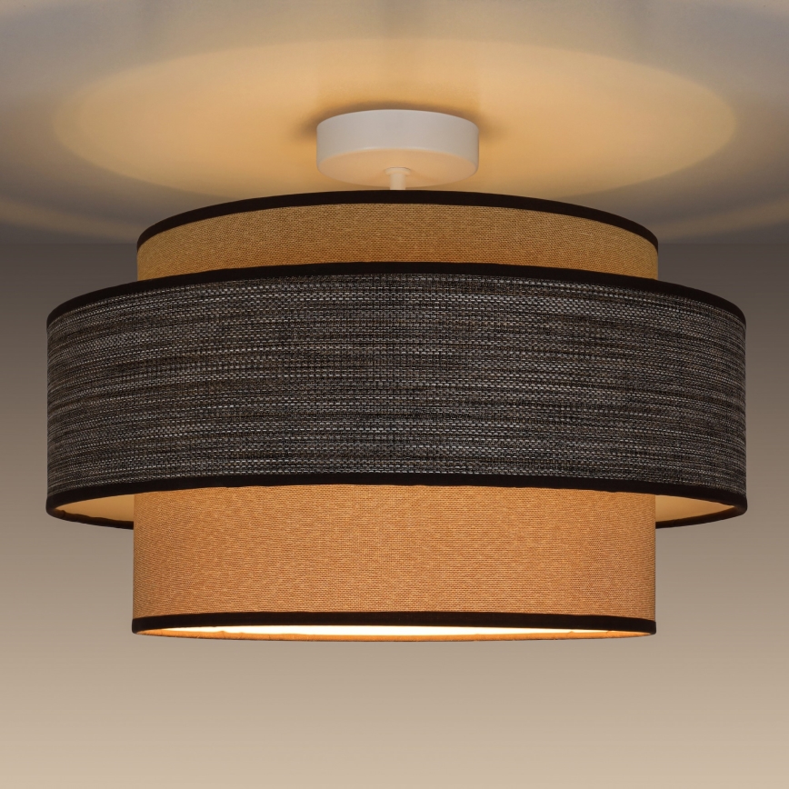 Lampadario a plafone GRACE 1xE27/60W/230V diametro 40 cm color crema/marrone
