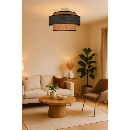 Lampadario a plafone GRACE 1xE27/60W/230V diametro 40 cm color crema/marrone