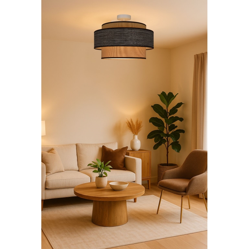Lampadario a plafone GRACE 1xE27/60W/230V diametro 40 cm color crema/marrone