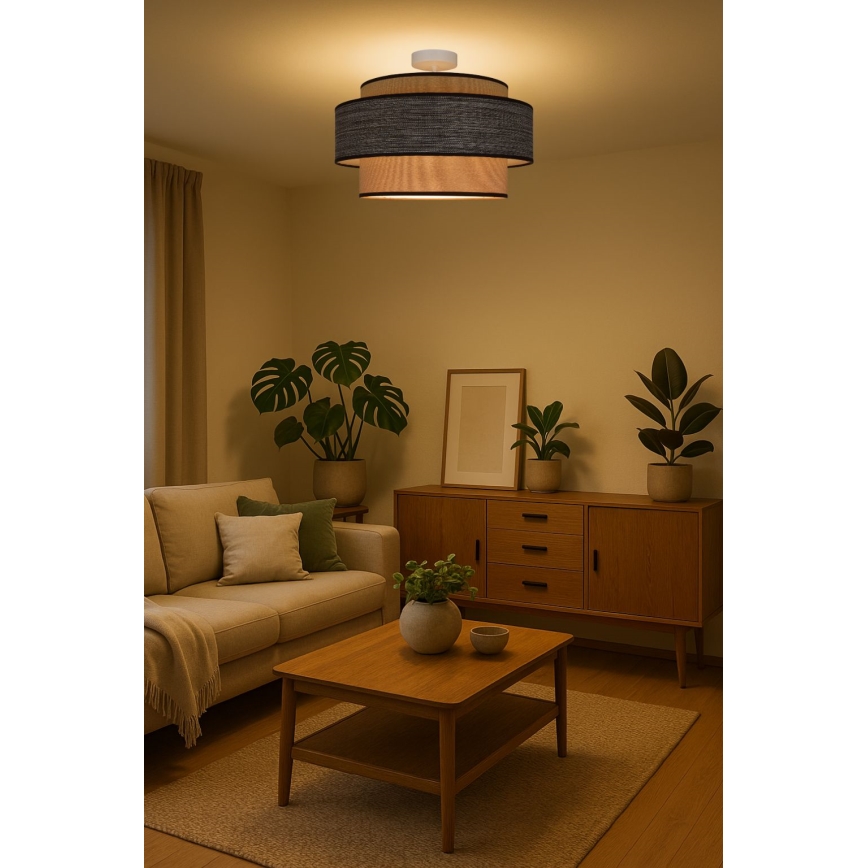 Lampadario a plafone GRACE 1xE27/60W/230V diametro 40 cm color crema/marrone