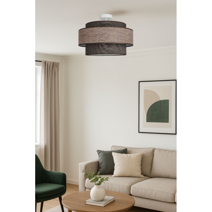 Lampadario a plafone GRACE 1xE27/60W/230V diametro 40 cm marrone/beige