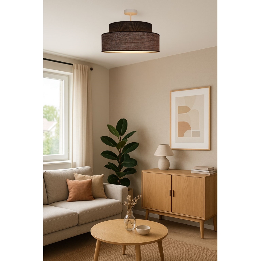Lampadario a plafone GRACE 1xE27/60W/230V marrone/beige