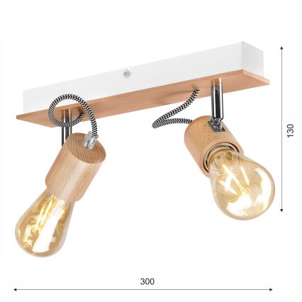 Lampadario a plafone GUSTAVO 2xE27/60W/230V faggio