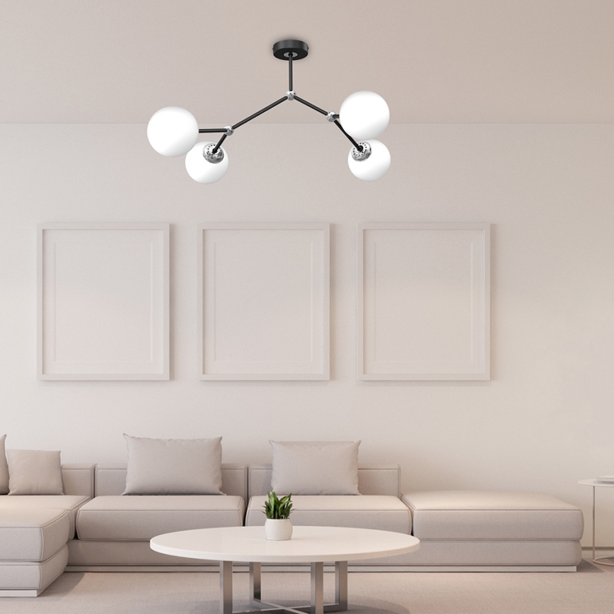 Lampadario a plafone JOY 4xE14/40W/230V nero/cromo lucido