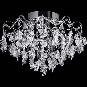 Lampadario a plafone LED 5x E27 (max 60W, 230V) + 5x LED 3W Ø 50 cm, cromo lucido