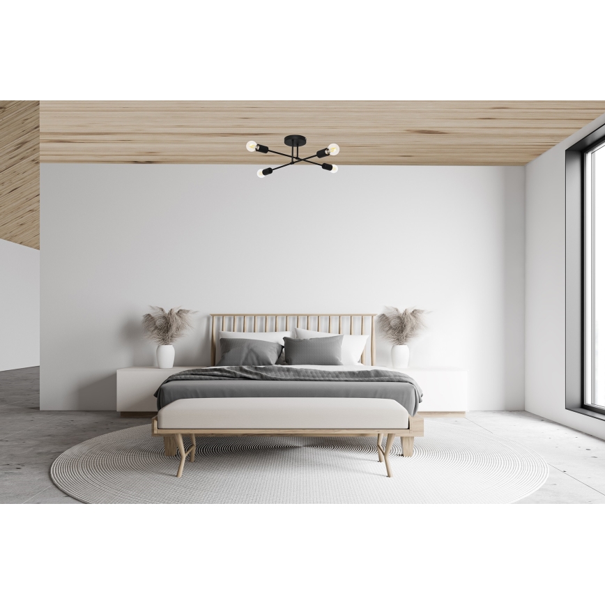 Lampadario a plafone LED CAMBRIDGE 4xE27/8W/230V nero