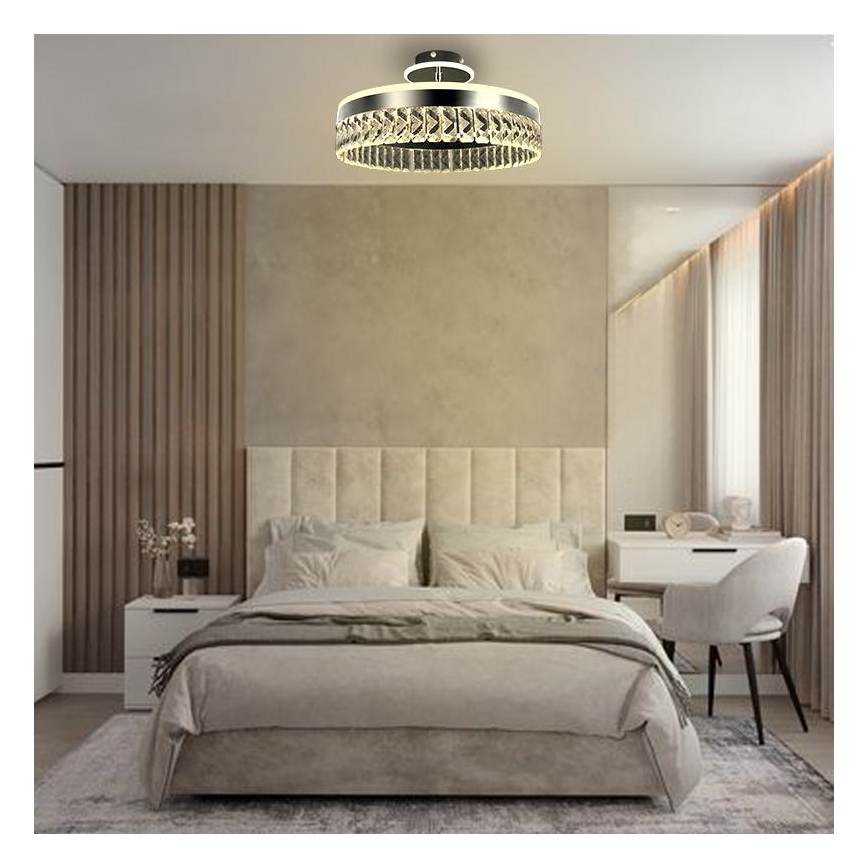 LED Lampadario da parete in cristallo dimmerabile LED/75W/230V 3000-6500K cromo opaco + telecomando