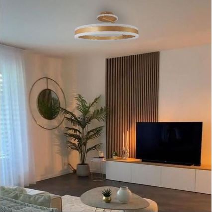 Lampadario a plafone LED dimmerabile LED/86W/230V 3000-6500K oro + telecomando
