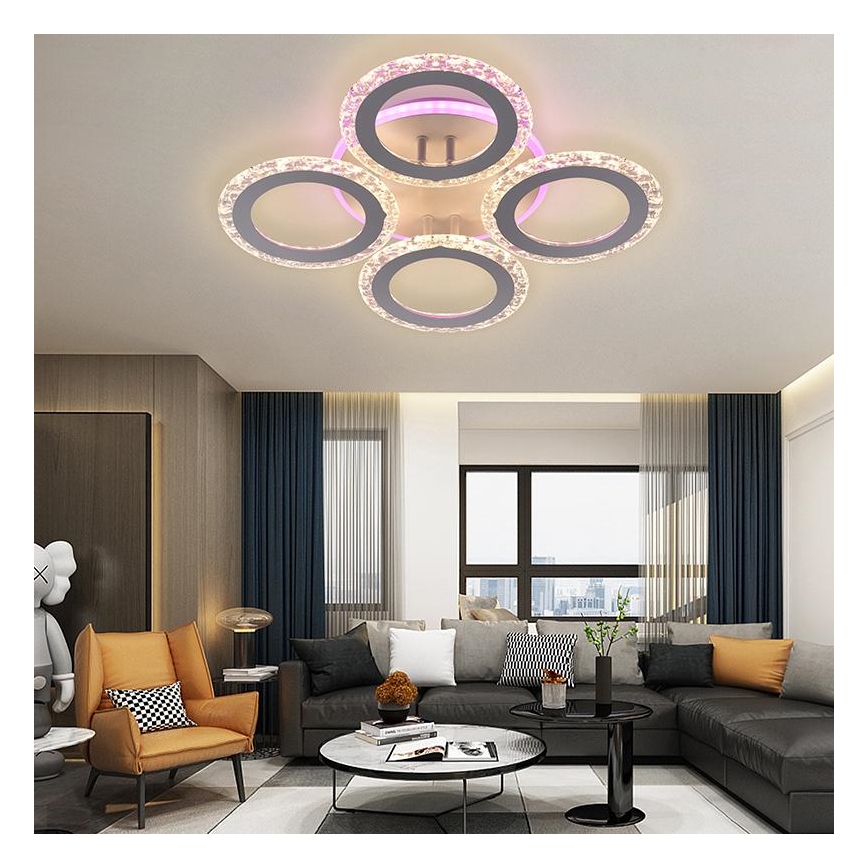Lampadario a plafone LED RGB Dimmerabile LED/55W/230V 3000-6500K + telecomando
