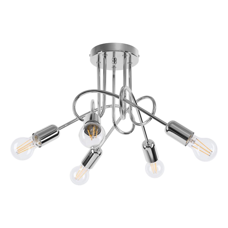 Lampadario a plafone LOOP 5xE27/15W/230V cromo lucido