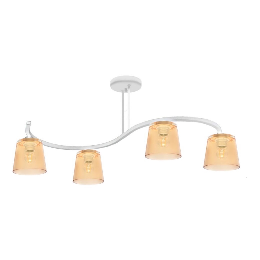 Lampadario a plafone LUCEA 4xE27/15W/230V bianco/arancione