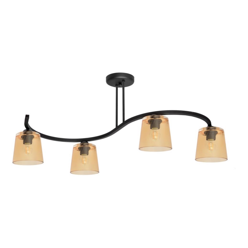 Lampadario a plafone LUCEA 4xE27/15W/230V nero/arancione