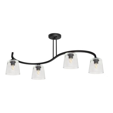 Lampadario a plafone LUCEA 4xE27/15W/230V nero/limpido