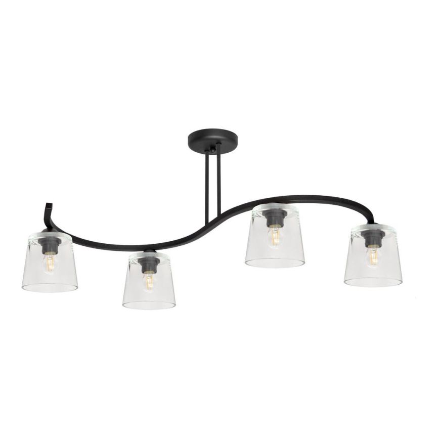 Lampadario a plafone LUCEA 4xE27/15W/230V nero/limpido